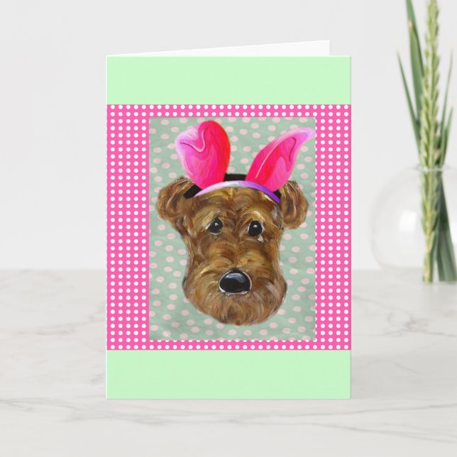 EASTER AIREDALE HOLIDAY CARD (Front)