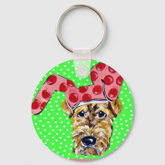 Easter Airedale Keychain (Front)