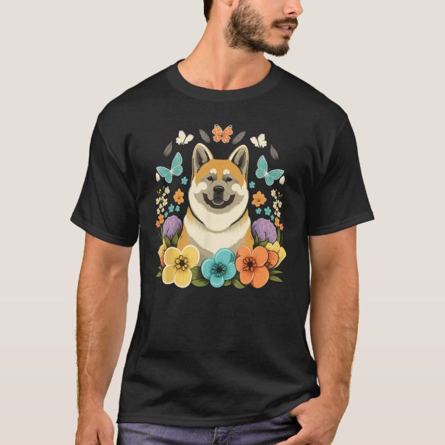 Easter Akita Inu Bunny Eggs Dog on Easter Akita In T-Shirt (Front)
