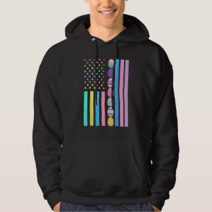 Easter American Flag Outfit Easter Eggs Girl Vint Hoodie