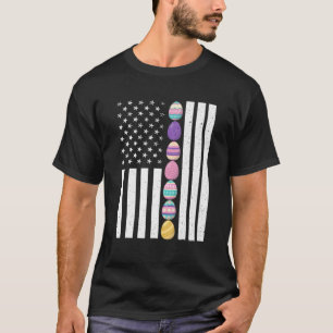 Easter American Flag  Outfit Easter Eggs Girl Vint T-Shirt
