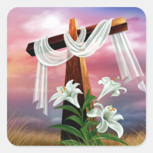 Easter and Palm Sunday Crosses and Scenes Square Sticker