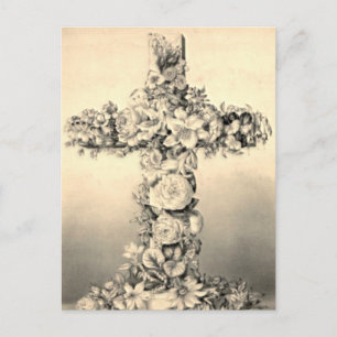 Easter and Palm Sunday Floral Cross Holiday Postcard