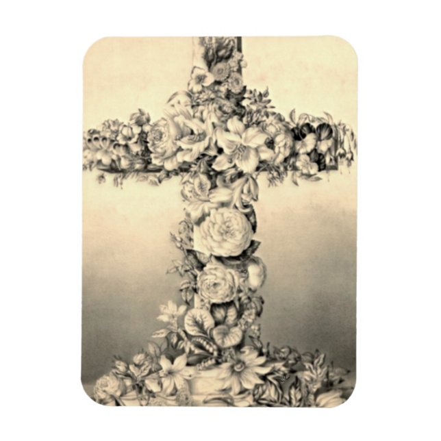 Easter and Palm Sunday Floral Cross Magnet (Vertical)