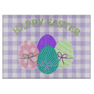 Easter and Spring Country Lavender Gingham Pattern Cutting Board