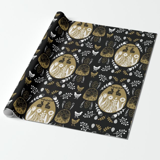 Easter April Holiday Gift Wrapping Paper (Unrolled)
