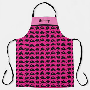 Easter Apron Pink with Black Bunnies Personalized