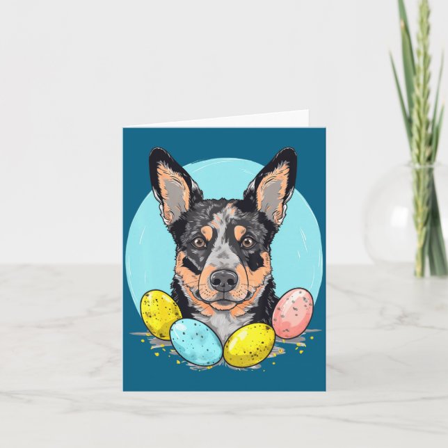 Easter Australian Cattle Dog Bunny Card (Front)