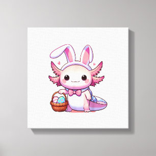 Easter Axolotl Bunny Ears Eggs T-Shirt Canvas Print