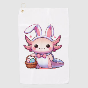 Easter Axolotl Bunny Ears Eggs T-Shirt Golf Towel
