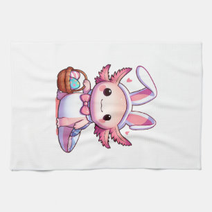 Easter Axolotl Bunny Ears Eggs T-Shirt Kitchen Towel