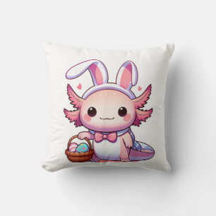 Easter Axolotl Bunny Ears Eggs T-Shirt Throw Pillow