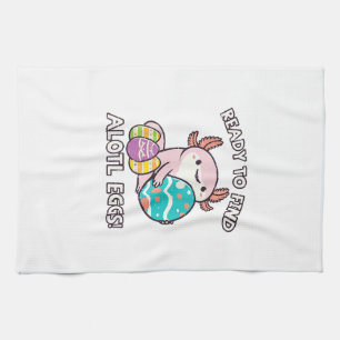 Easter Axolotl Ready To Find Alotl Eggs Hunt Boys  Kitchen Towel