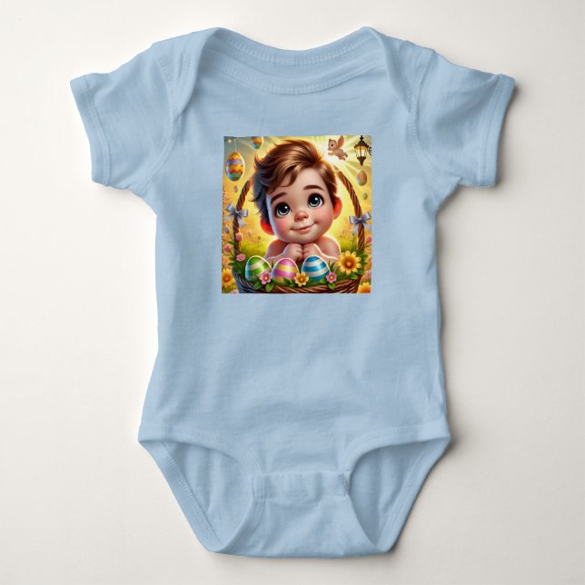 EASTER BABY BOY Decorated Eggs ~  Bodysuit (Front)