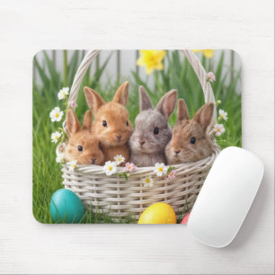 Easter Baby Bunnies in a Basket Mouse Pad