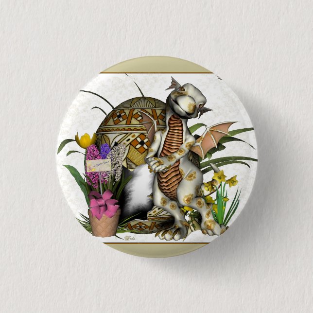 Easter Baby Dragon Badge/Button 1 Inch Round Button (Front)