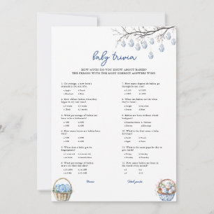 Easter Baby Trivia Baby Shower Game Card