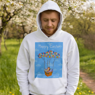 Easter Balloon Basket with Colourful Eggs Hoodie