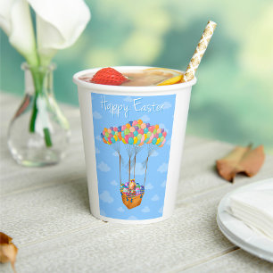 Easter Balloon Basket with Colourful Eggs  Paper Cups