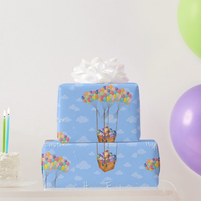 Easter Balloon Basket with Colourful Eggs  Wrapping Paper (Creator Uploaded)