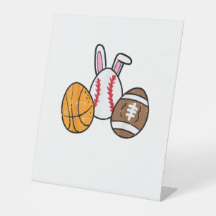 Easter Balls Basketball Baseball Football Boys Kid Pedestal Sign