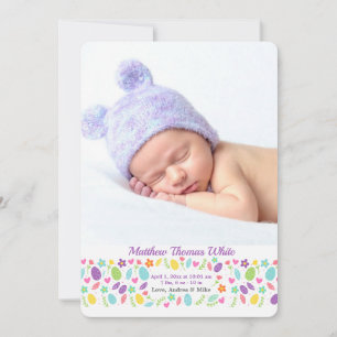 Easter Banner Photo Birth Announcement Vertical