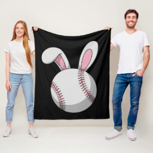 Easter Baseball Bunny Cute Rabbit Ears Fleece Blanket