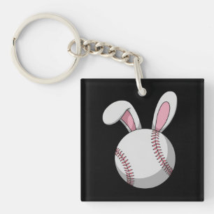 Easter Baseball Bunny Cute Rabbit Ears Keychain