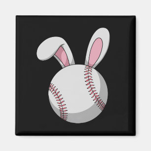 Easter Baseball Bunny Cute Rabbit Ears Magnet