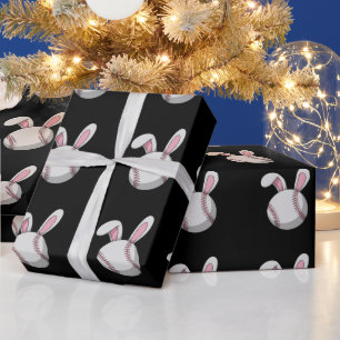 Easter Baseball Bunny Cute Rabbit Ears Wrapping Paper