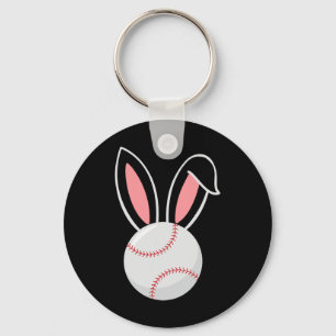 Easter Baseball Bunny Ears Fun Baseball Fan Easter Keychain