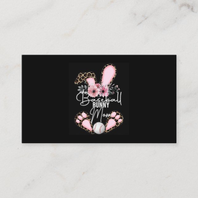 Easter Baseball Bunny Mom Rabbit Ears For Mom Kids Business Card (Front)