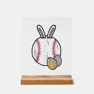 Easter Baseball Bunny Sports Men Boys Kids Toddler Acrylic Sign