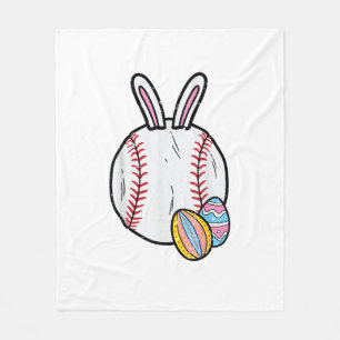 Easter Baseball Bunny Sports Men Boys Kids Toddler Fleece Blanket