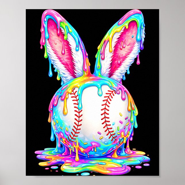 Easter Baseball Drip Easter Bunny Boys Kids Poster (Front)
