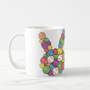 Easter Baseball Lover Bunny Head Ball Egg Hunting  Coffee Mug