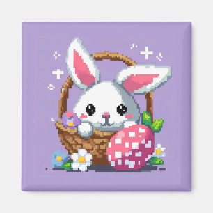 Easter basket Bunny 8 bit pixel art Magnet