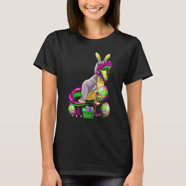 Easter Basket Bunny Dinosaur Shirt Egg Rex Kids Bo (Front)