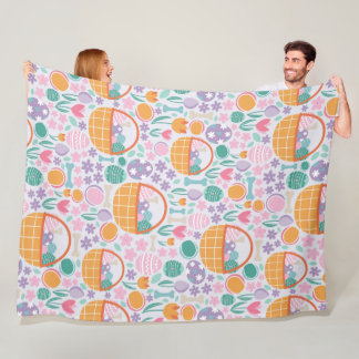 Easter Basket Celebration Pattern Fleece Blanket