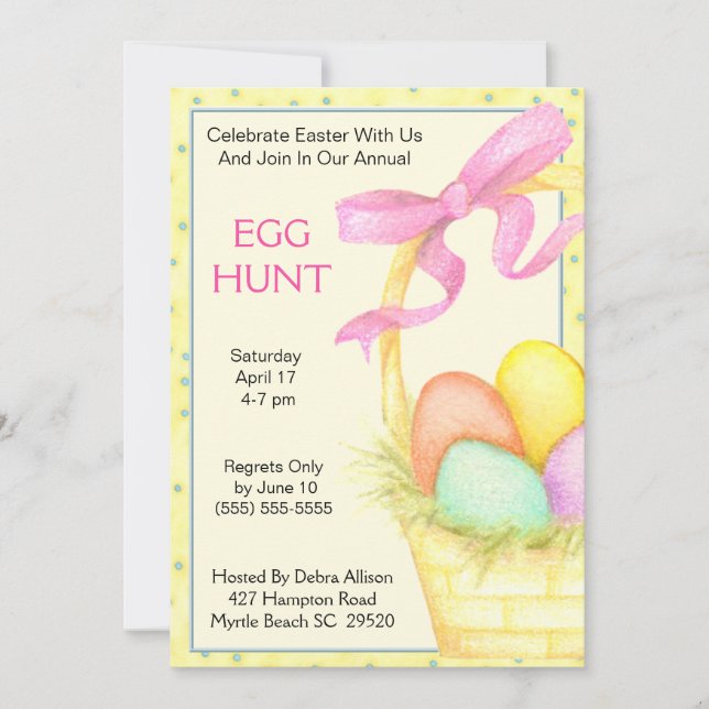 Easter Basket Egg Hunt Invitation (Front)
