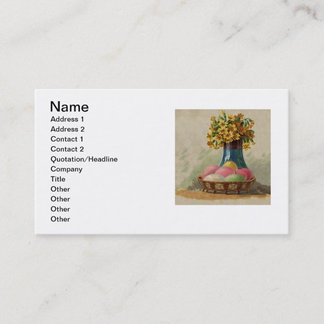 Easter Basket Eggs Flowers Antique Business Card (Front)