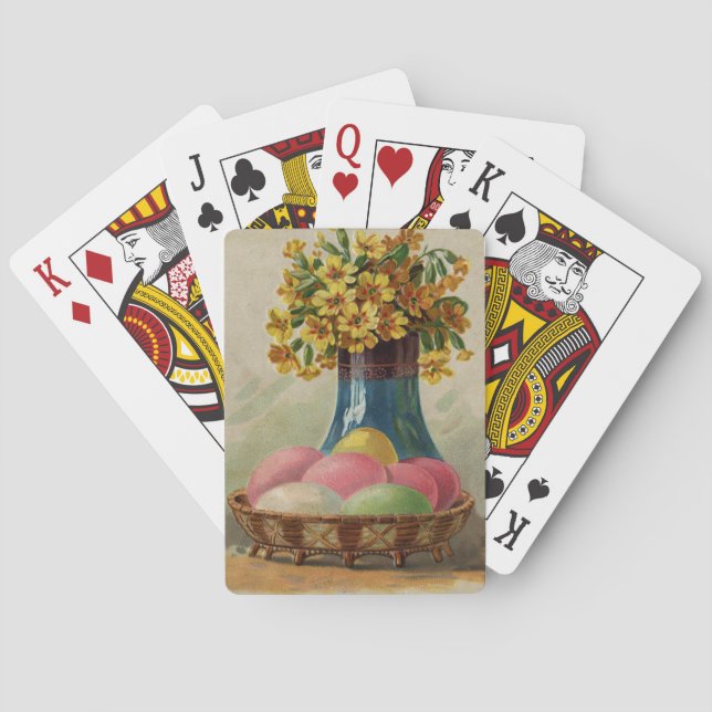 Easter Basket Eggs Flowers Antique Playing Cards (Back)