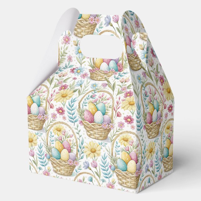 Easter Basket & Spring Floral Pattern Favor Box (Front)