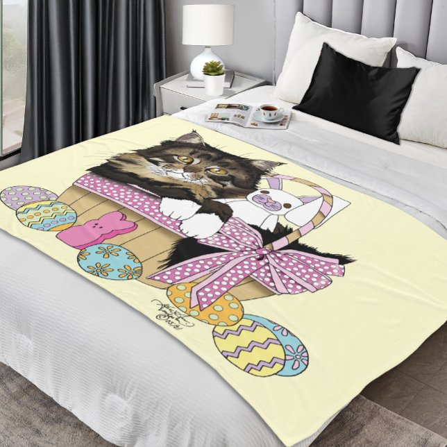 Easter Basket Tabby Kitten Fleece Blanket (Creator Uploaded)