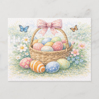 Easter Basket Watercolor Postcard