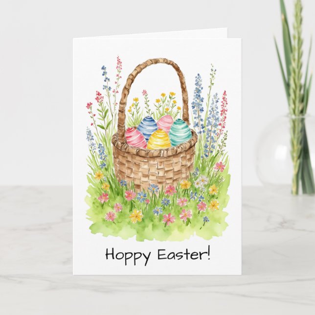 Easter Basket Watercolor  Thank You Card (Front)