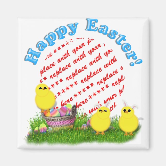Easter Basket with Baby Chicks Photo Frame Magnet (Front)
