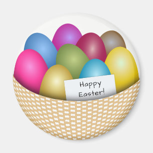 Easter Basket with Colourful Eggs Magnet