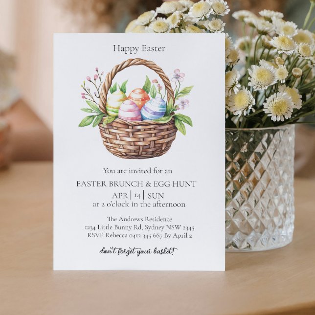 Easter Basket with egg and egg hunt Invitation (Creator Uploaded)