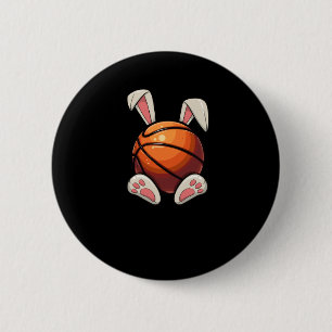 Easter Basketball Bunny Ears Kids Easter Egg Hunt 2 Inch Round Button